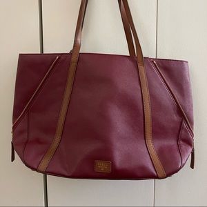 Fossil leather tote